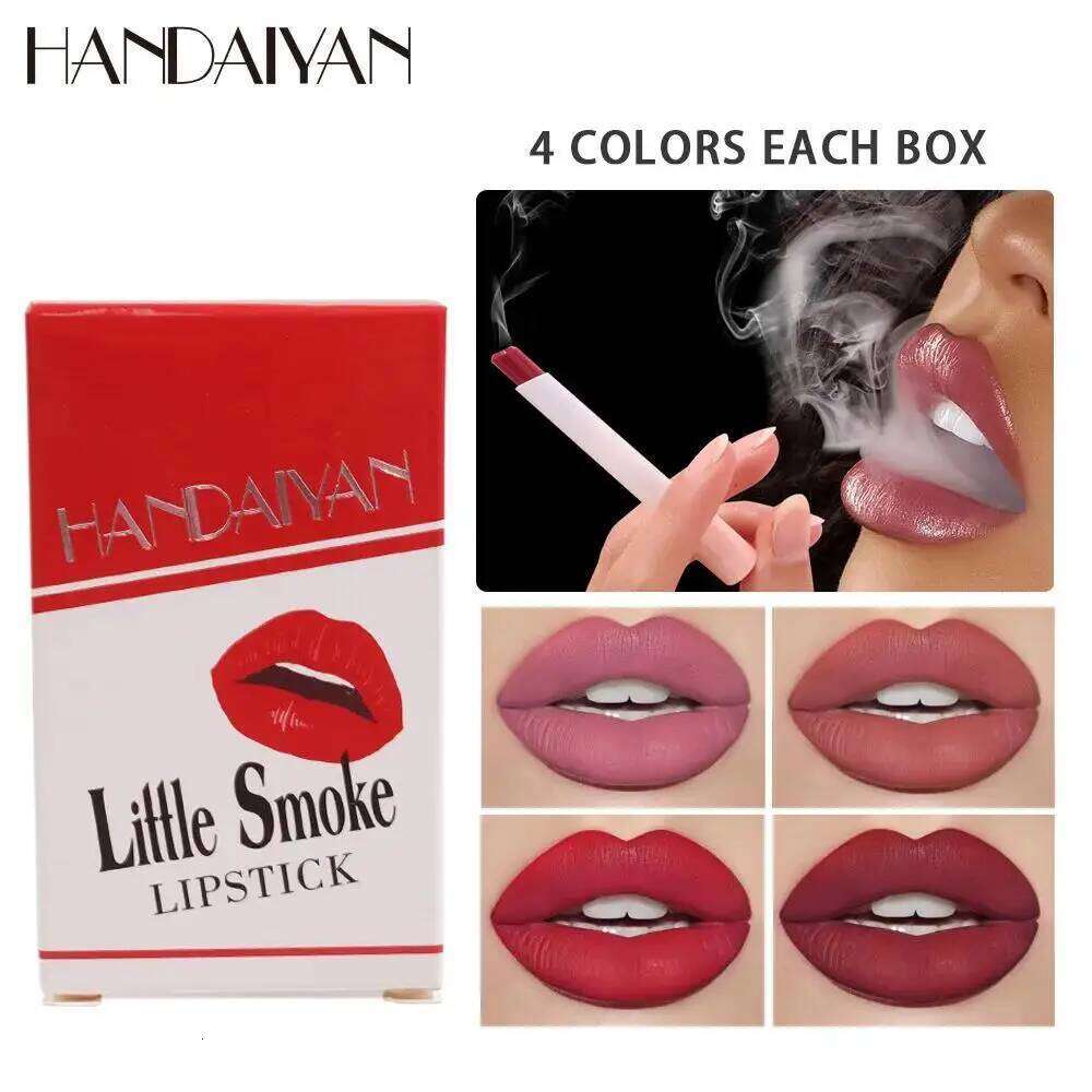 4PCS Matte Lipstick Set Long Lasting Velvet Glaze Nude Tint Makeup Cosmetic Cigarette Lip Stick Waterproof Non Transfer H260302