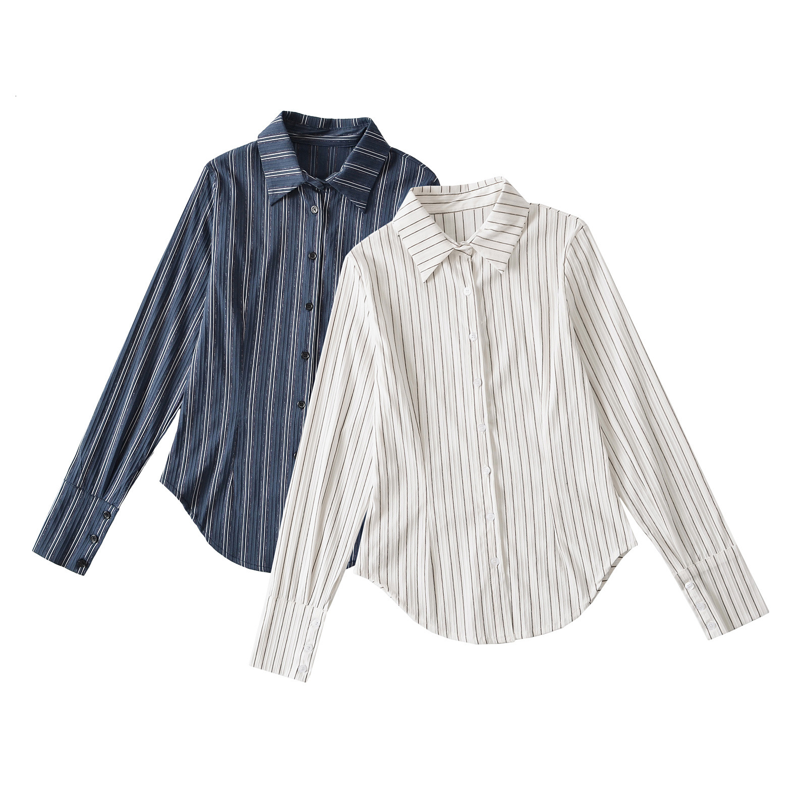 American-style Striped Long-sleeve Designer Hoodie Shirt For Women Spring New Designer Shirt Model Age-reducing Polo Shirt Versatile Slim-fit Collared Slimming