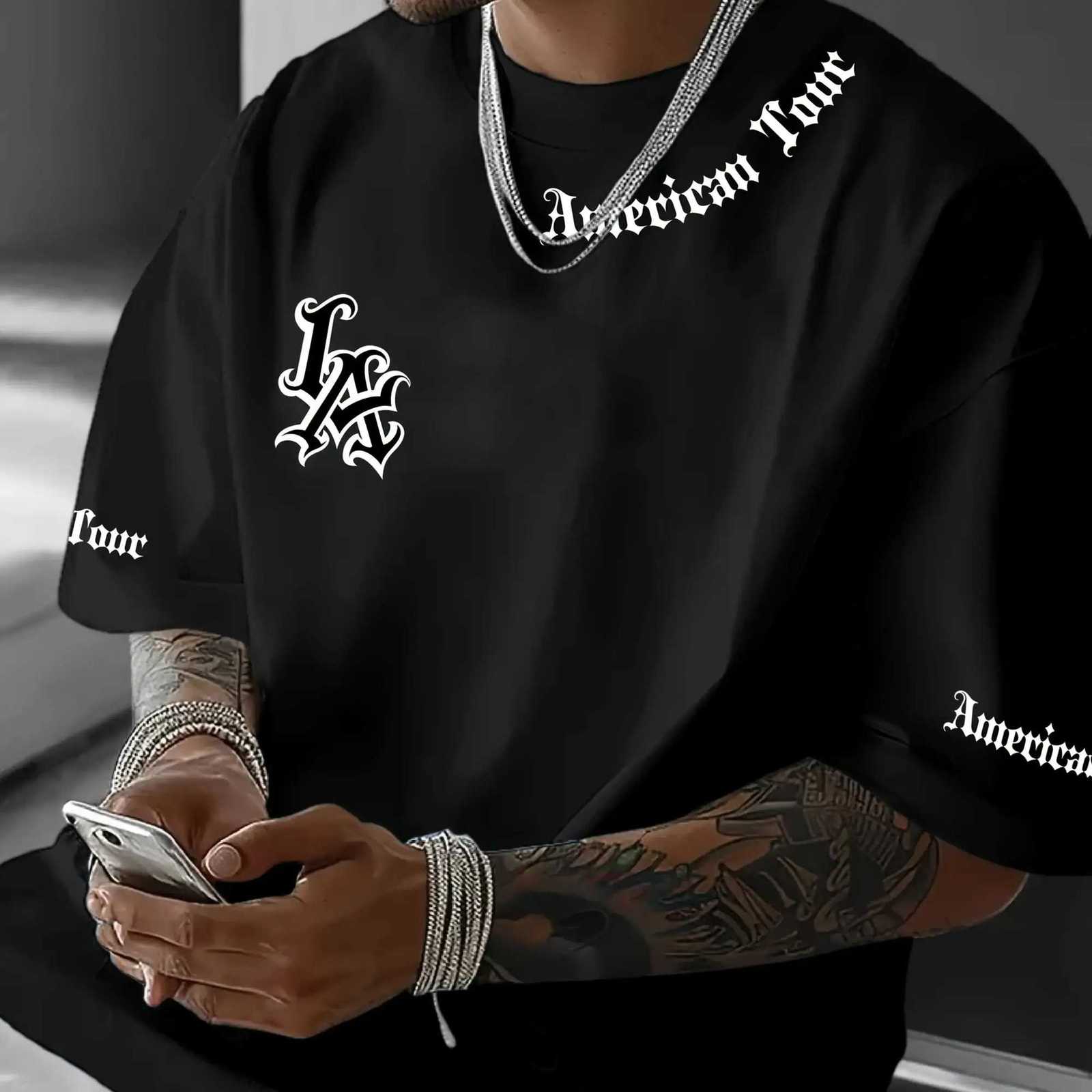 T-shirt 2025 Summer New Letter Print Casual Round Neck Short Sleeve Sports Unisex TopT260303