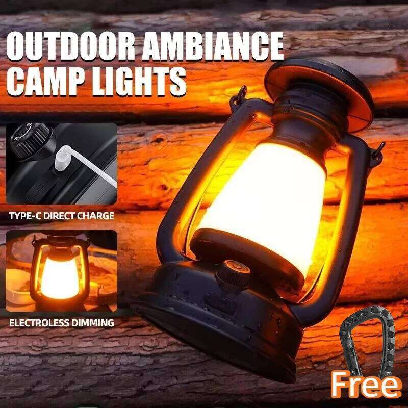 USB Rechargeable Portable Camping Lanterns Hanging Tent Light 3000-5000K Stepless Dimming Outdoor Waterproof Torch S260302