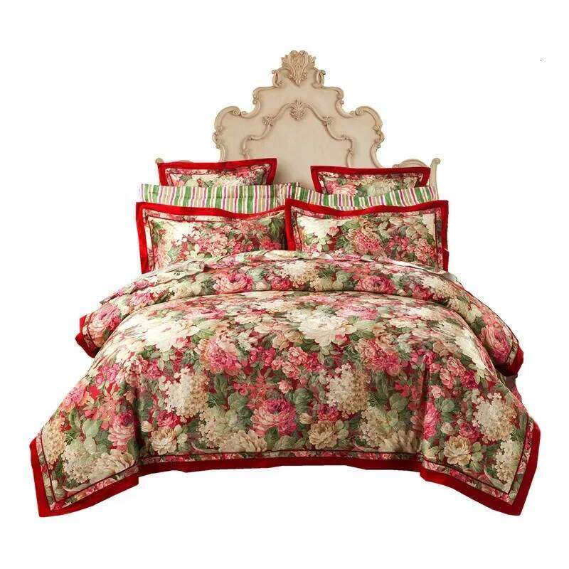 European four piece luxury grade cotton bed sheet quilt cover high end atmosphere bedding wedding jacquard W260302