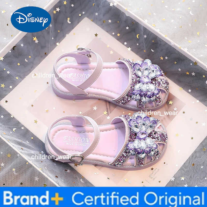 Disney Children Sandals for Girls 2025 Summer New Fashion Korean Style Soft Bottom Anti-slippery Versatile Princess Cut-outs Shoes H2603031
