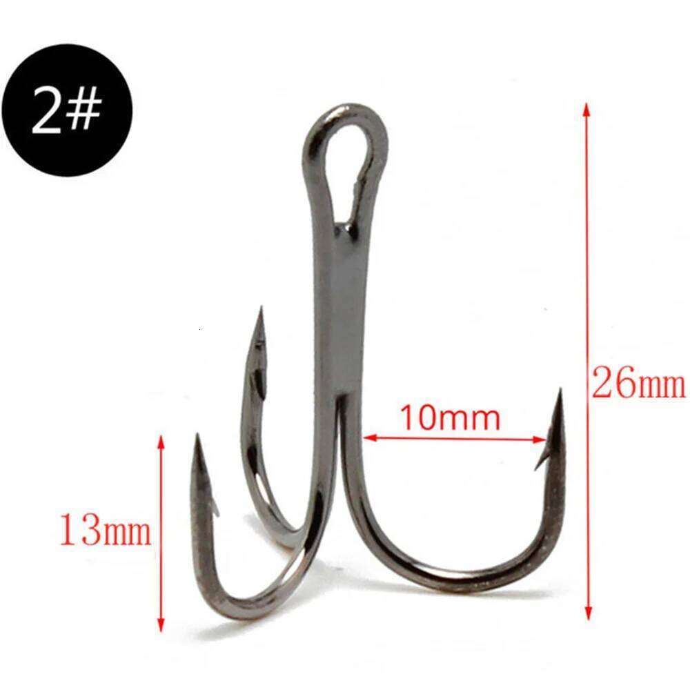 50pcs/lot Sharp Overturned High Carbon Steel Treble Barbed Round Bend For Bass Triple Hook Fishing Accessories Z260228