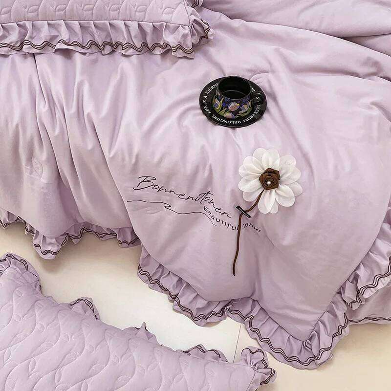 Customizable 2025 spring and summer Korean version multi-functional washed cotton quilt bed cover four-piece set W260302