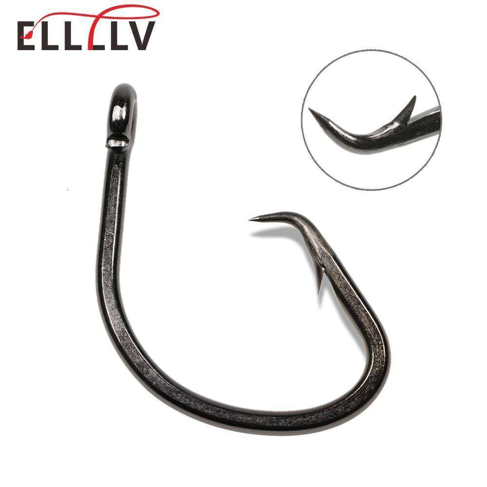 Elllv 5/0 - 16/0 4X Strong Heavy Circle Offset Saltwater Trolling Hook for Grouper Snapper Tuna Shark Deep Sea Boat Fishing Z260228