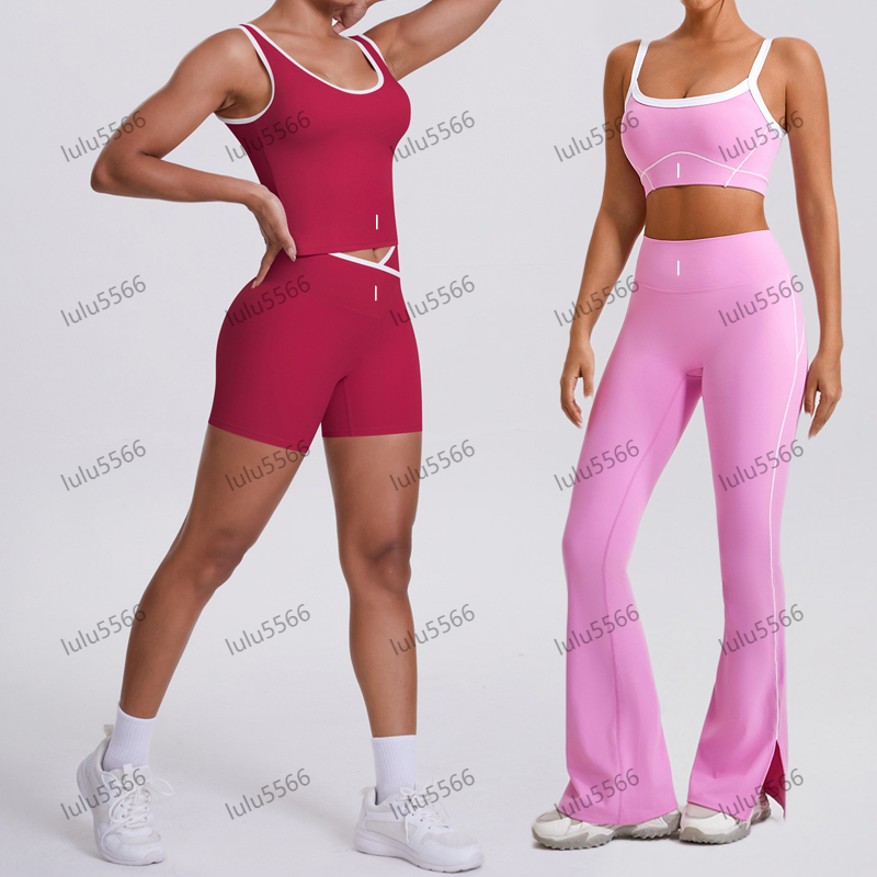 Yoga set sports bra high waist flare pants set women clothing suit Lycra fabric womens lingerie underwear shockproof tight suspenders workout set leggings gym set
