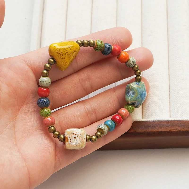 Colorful Hand Woven Beaded Bracelets Jewelry Accessories Gifts Ethnic Style Ceramic Beaded Adjustable Bracelets For Women Men H260303