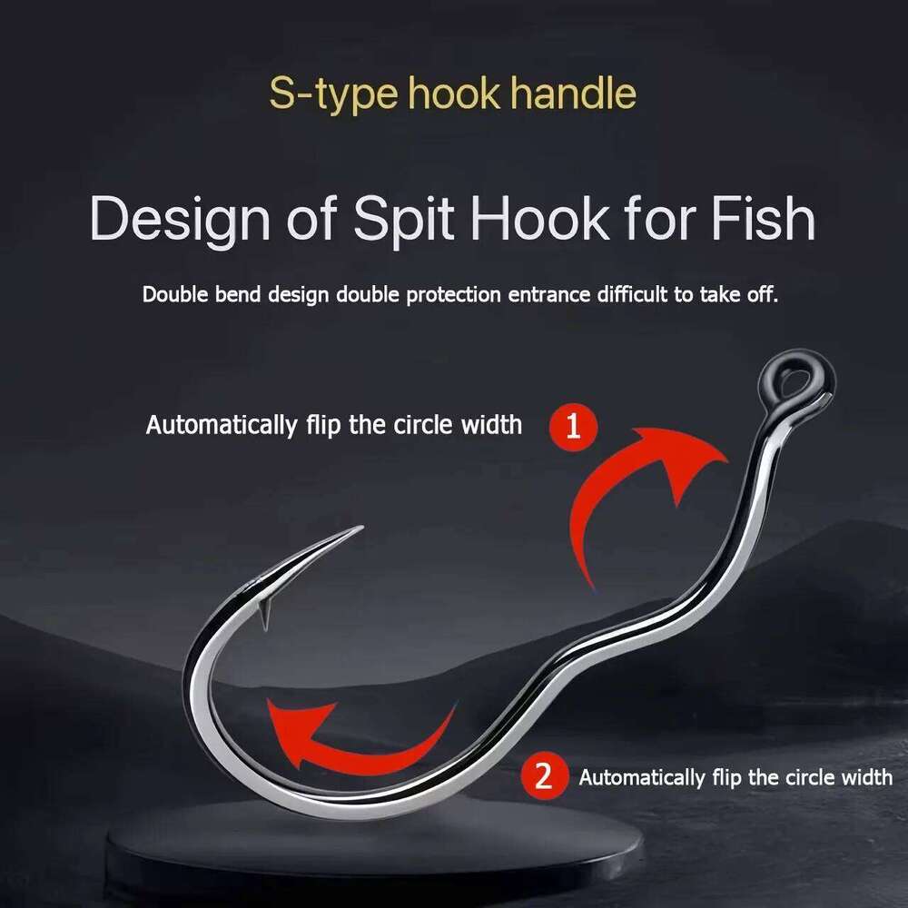 50pcs Automatic Flip High Carbon Steel Fish Barbed Hook for Bass Carp Fishing Freshwater Tackle Accessories Box Z260228