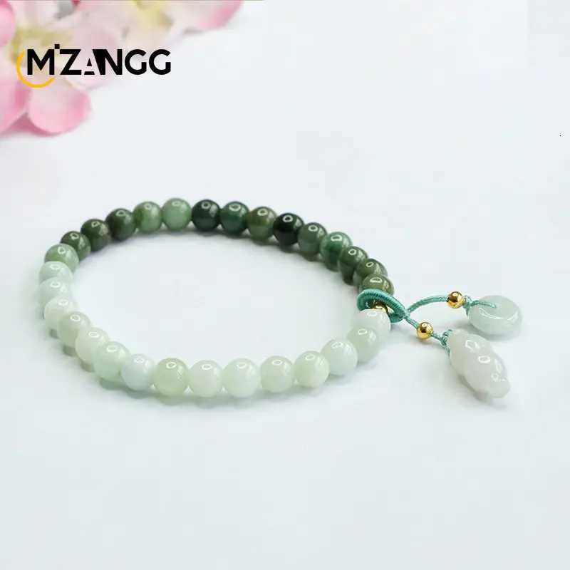 Genuine A Goods Jadeite Bracelet Gradient Two-color Gourd Peace Buckle Jade String Girl Delicate Fashion Advanced Jewelry Gifts H260303