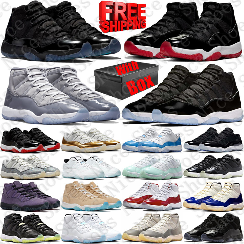 Free Shipping With Box Basketball 11 11s low Shoes Designer sneakers Gamma Blue UNC Space Jam trainers bred for mens womens Cool Grey chaussure sneaker scarpe trainer