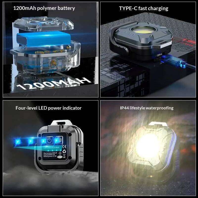 Magnetic Handheld Flashlight, Portable COB Keychain Light with High Lumen for Camping Outdoor Work EDC S260302