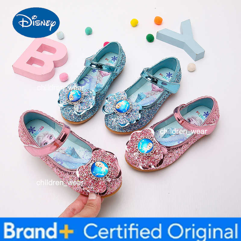 Disney Girls Princess Sandals Childrens Shoes Frozen Elsa Childrens Shoes Girls Fashion Baby Pink Blue low Heel Shoes Size H260303
