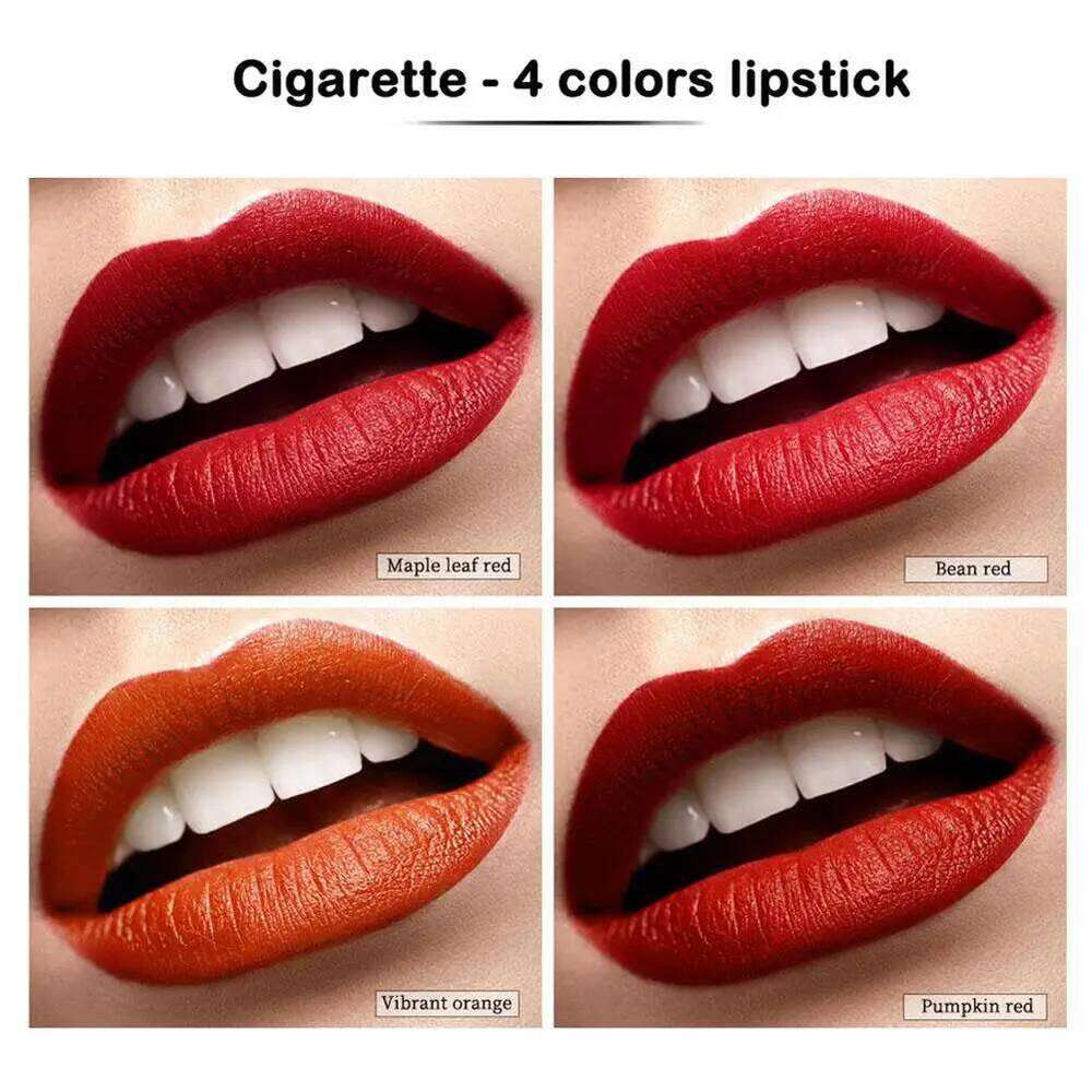 4pcs/set Creative Cigarette Lipstick Matte Gloss Long Lasting Glaze Waterproof Stick Tube Nude Lip Tint Makeup Tool H260302