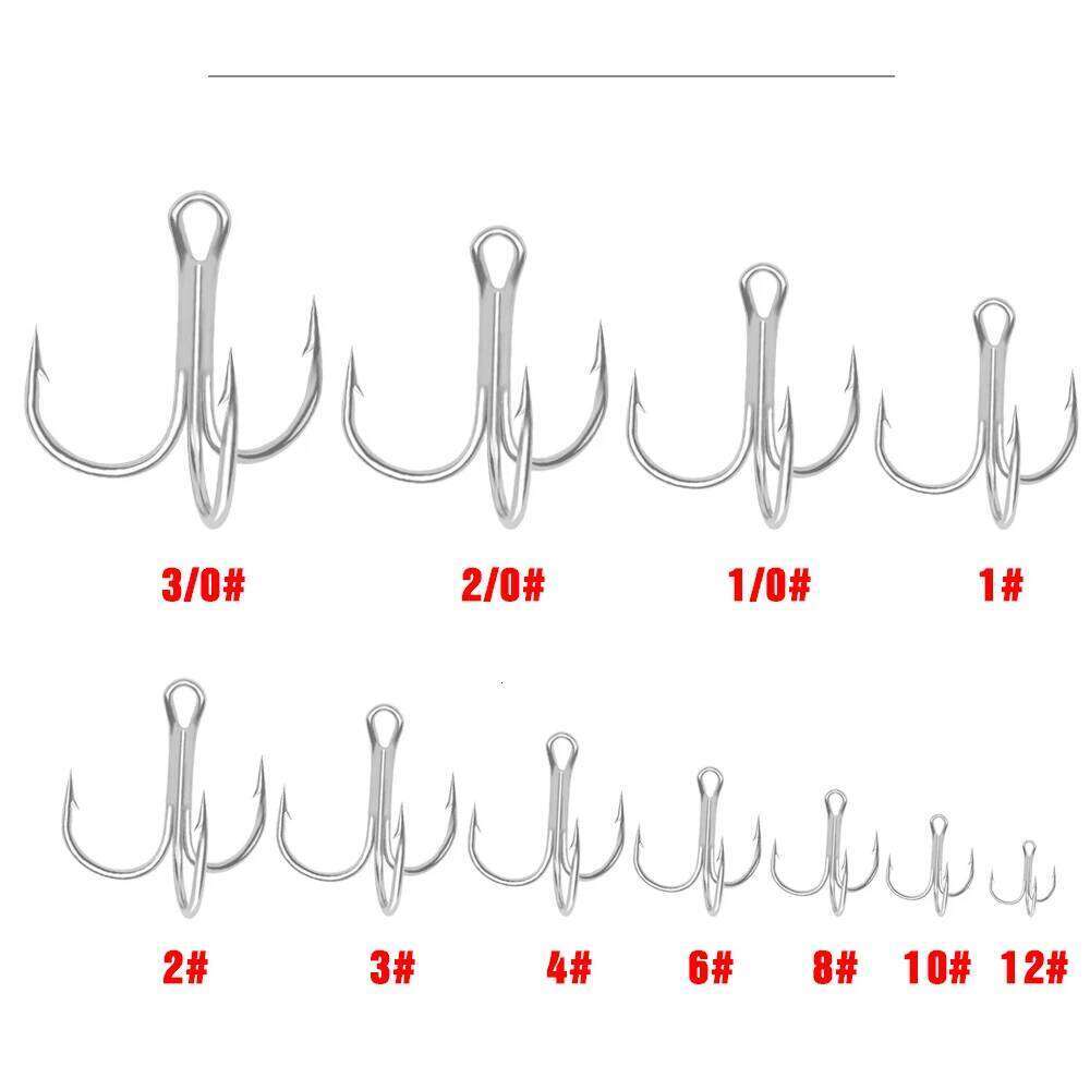 ORJD 50pcs Hooks Quality Nickel Triple Size 1#-12# Anchor Barbed Treble Hook High Carbon Steel Fishing Tackles Z260228