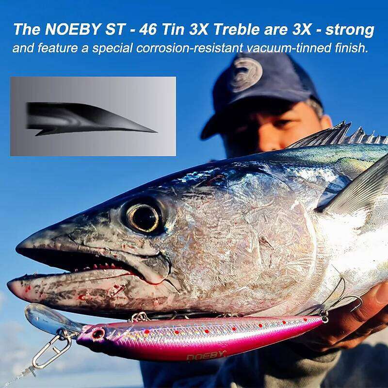Noeby High Carbon Steel Hooks, Round Bent, Treble Hook, Fishing Tackle, 1 2 4 6 8 10 #, 3X, ST-46, 4Pcs Z260228