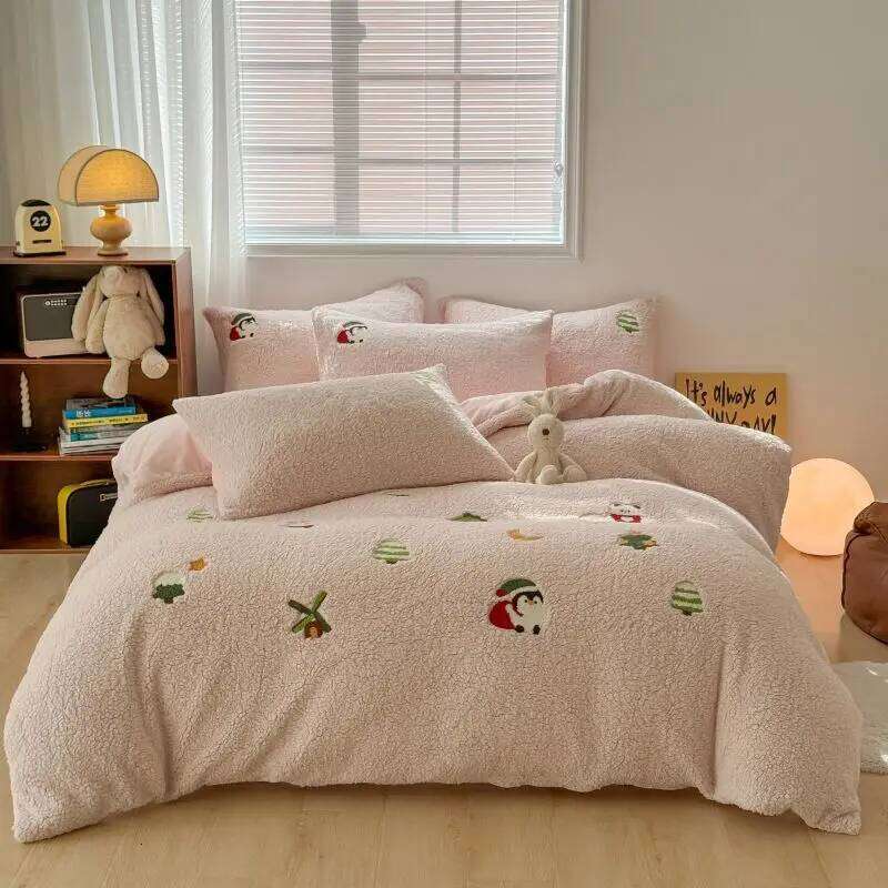 Customizable Milk Four-piece Set Autumn Winter Maternal and Infant Grade Double-sided Fleece Sheet Quilt Cover W260302