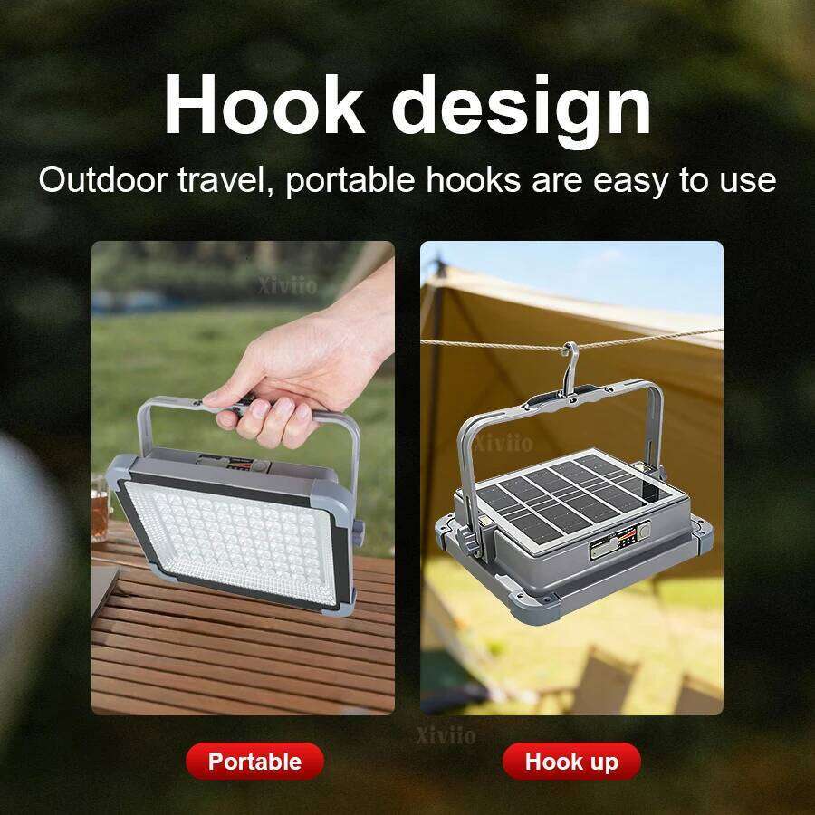 Portable Solar LED Tent Rechargeable Lantern Emergency Night Market Light Outdoor Camping Bulb Lamp Searchlight S260302