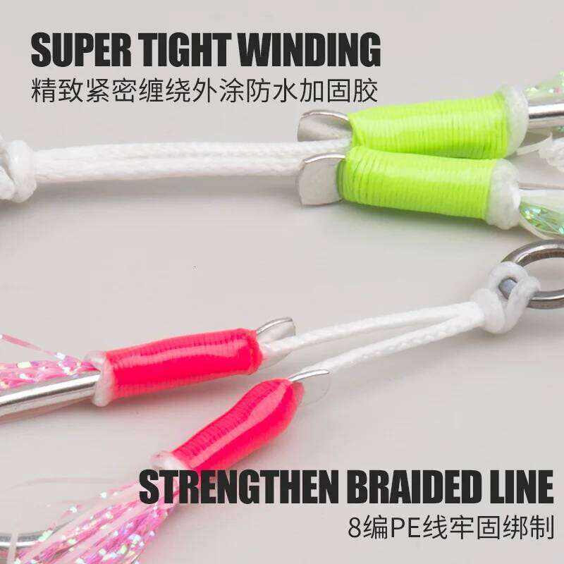 TEASER 2pcs/bag HK046 Luminous Sea Fishing Double Hooks Strength Slow Jigging 1/0-5/0 High Carbon Metal Jig Assist Hook Z260228