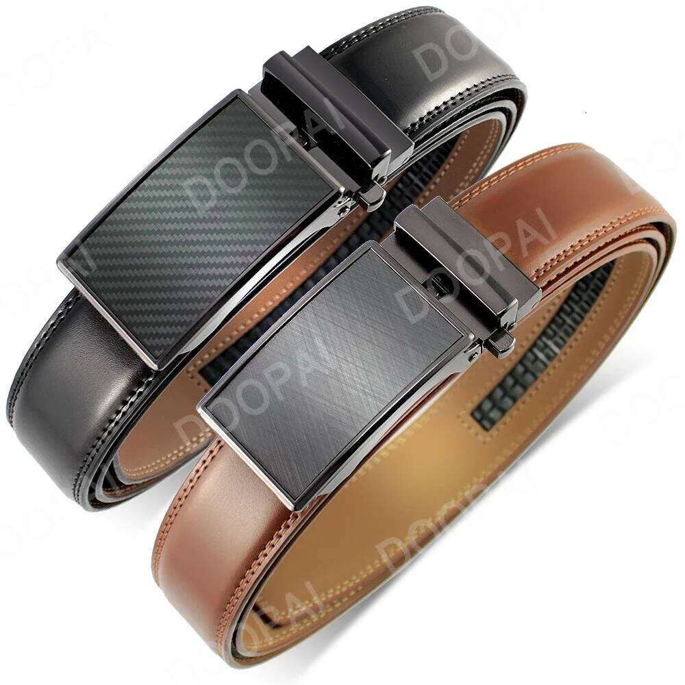 Mens Metal Automatic Leisure Ratchet Belts for Men Pants Fashion Genuine Leather Belt S260228