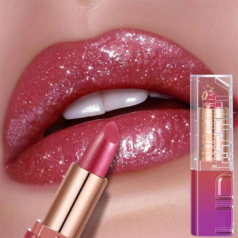 Diamond Pearlescent Lipstick Metallic Changing Lipgloss Waterproof High Pigmented Shimmer Luxury Bold Glitter Lip Makeup H260302