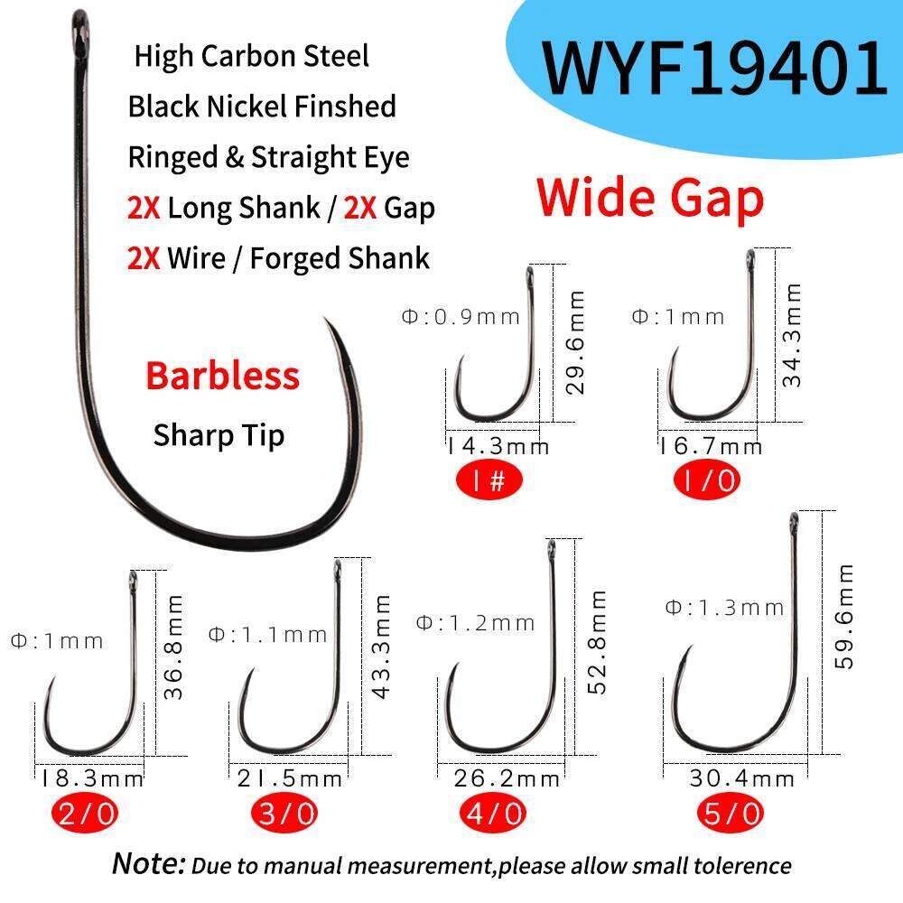Elllv 20pcs 1# - 5/0 Barbless Saltwater Streamer Fly High Carbon Steel Black Nickel Non-barbed Big Game Fishing Hook Z260228