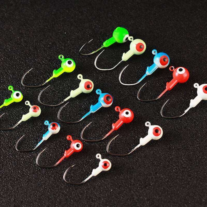 9PCS Head 0.8g/1.75g/3.5g/5g Crank Mix Colors Hook head Lure Hard Bait Soft Worm Jig Hookfor Fishing Tackle Z260228