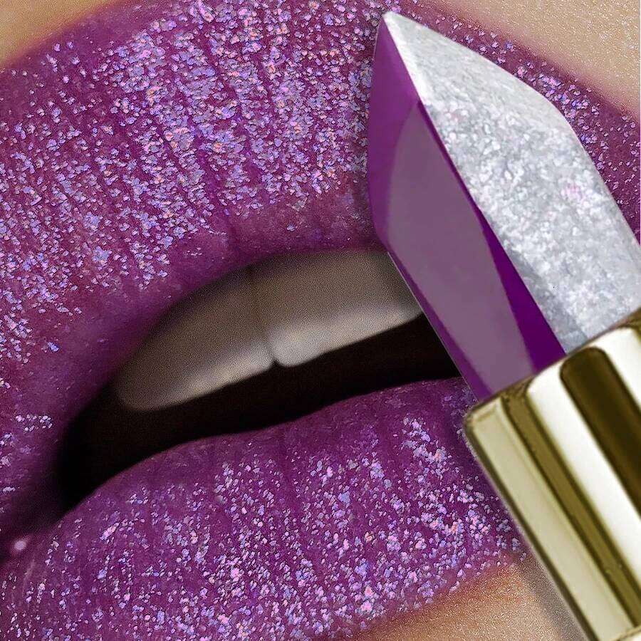 1PC Purple Glitter Two-tone Lipstick Red Rose Moisturizing Lipsticks Cosmetics Easy to use Tint Makeup Lip Beauty Long Lasti H260302