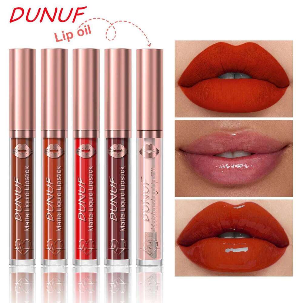 DUNUF 12 Pcs Matte Lipstick Lip Gloss Waterproof Long-lasting Easy Coloring Beginner Friendly Non-stick Cup Shape Non-fading Moi H260302