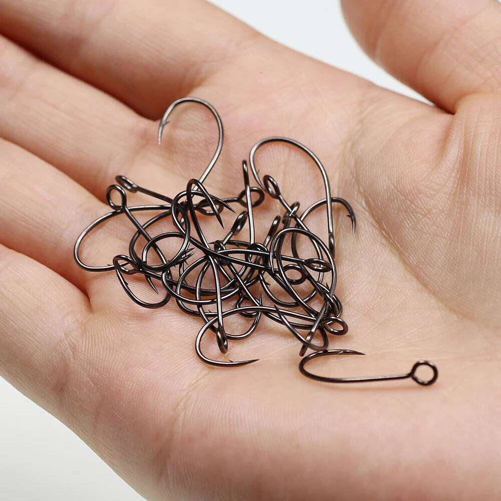 Bimoo 30PCS Black Nickel Big Eye Fish High Carbon Steel Single Hook Fly Fishing Tying Minin Spoon Lure Barbed Hooks Z260228