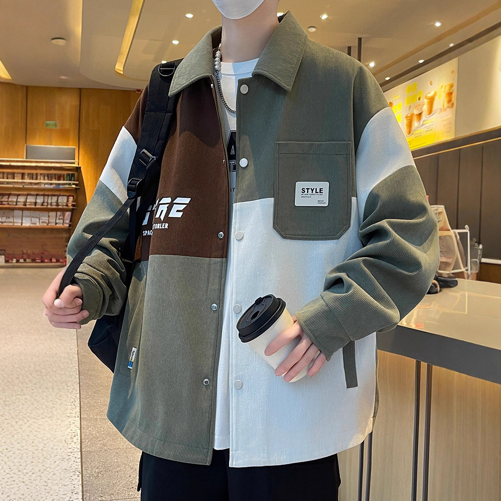 Colorblocked Shirt Jcket For Men Spring New Style Designer Jacket Shirtstyle Jcket Loose Fit For Teengers Spring Top