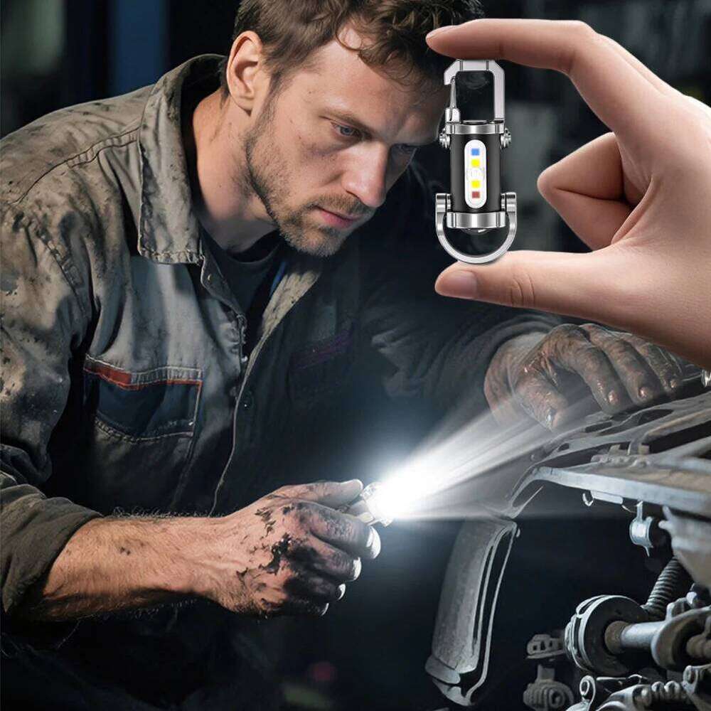 COB LED Keychain Type-C USB Rechargeable Pocket Ultralight Flashlight for Camping Hiking S260302