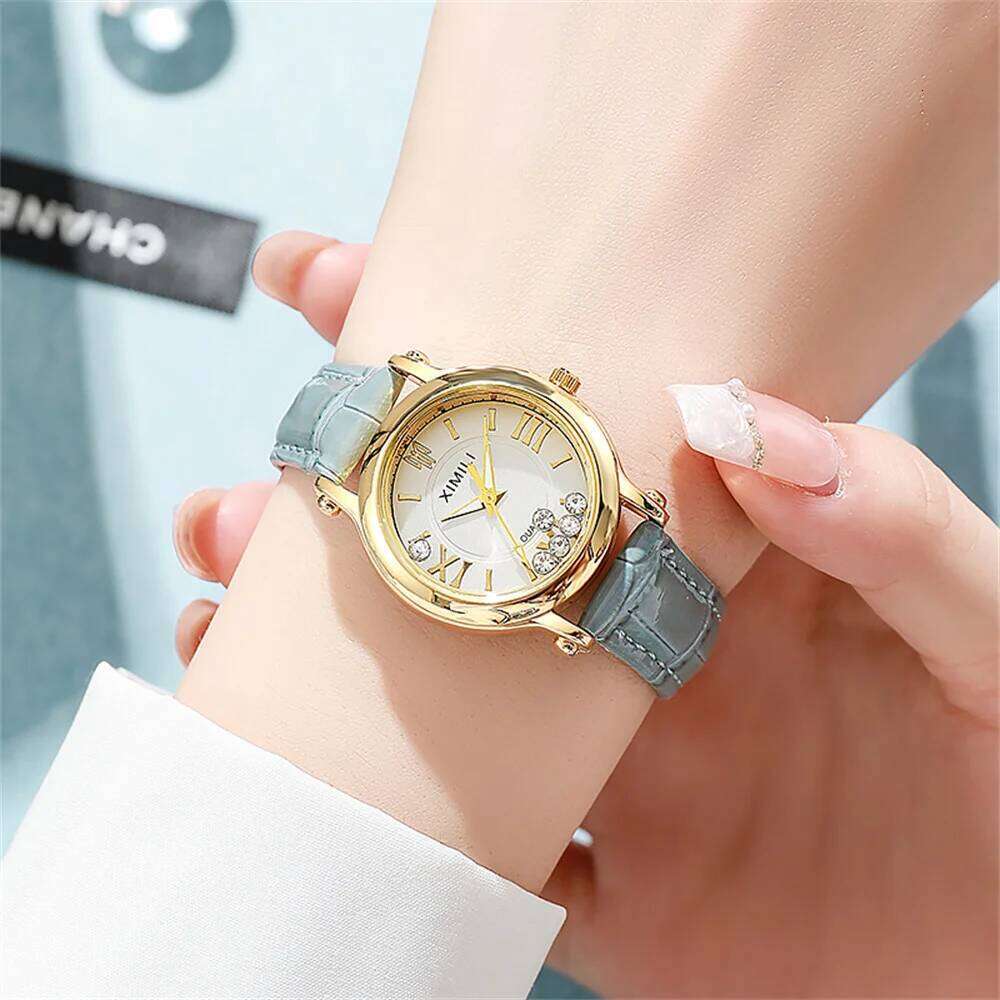 Fashion 2025 New Small Ladies Simple Roller Ball Quartz Watch Business White Leather Women's Dress Gift Clock Wristwatch XJ260303