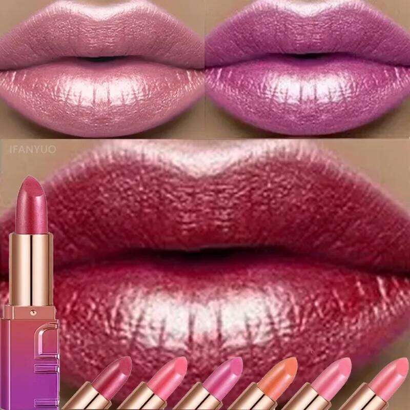 Diamond Pearlescent Lipstick Metallic Changing Lipgloss Waterproof High Pigmented Shimmer Luxury Bold Glitter Lip Makeup H260302