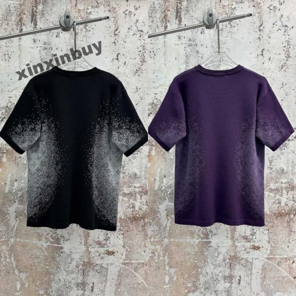 xinxinbuy Men designer Tee t shirt 2026 1854 Gradient Letter Jacquard short sleeve women white red gray blue black Purple apricot M-XL