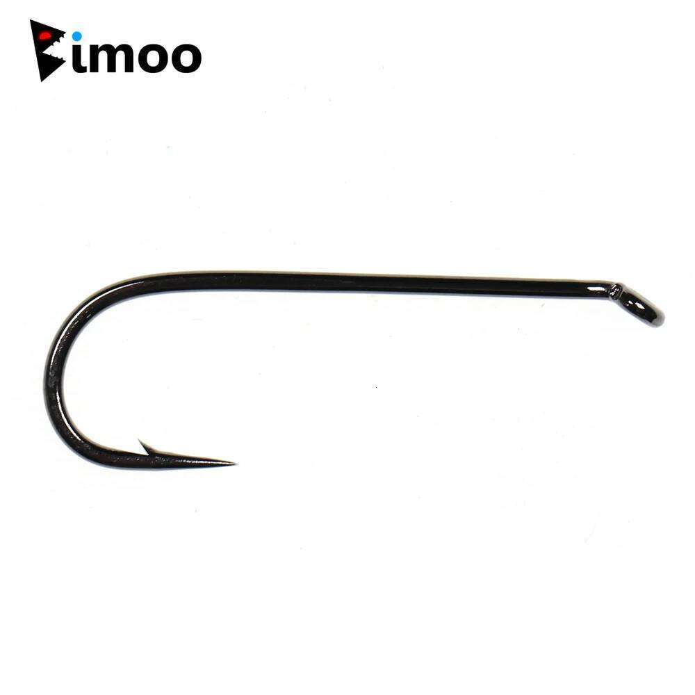 Bimoo 30pcs Tying Streamer Nymph 4XL Hooks with Down Eye 4X Length Muddlers Zonkers Fly Fishing Barbed Hook Black Nickel Z260228