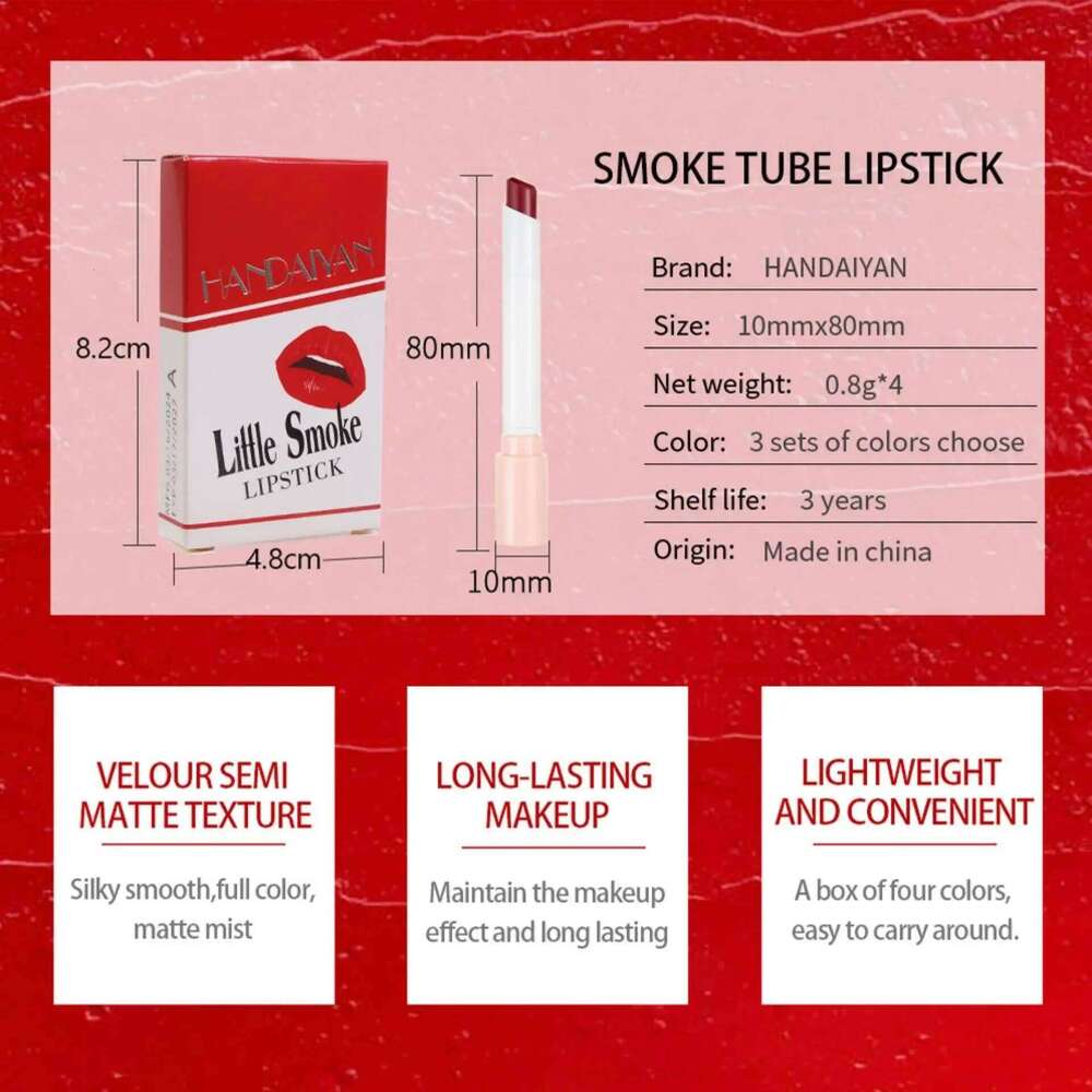 4PCS Matte Lipstick Set Long Lasting Velvet Glaze Nude Tint Makeup Cosmetic Cigarette Lip Stick Waterproof Non Transfer H260302