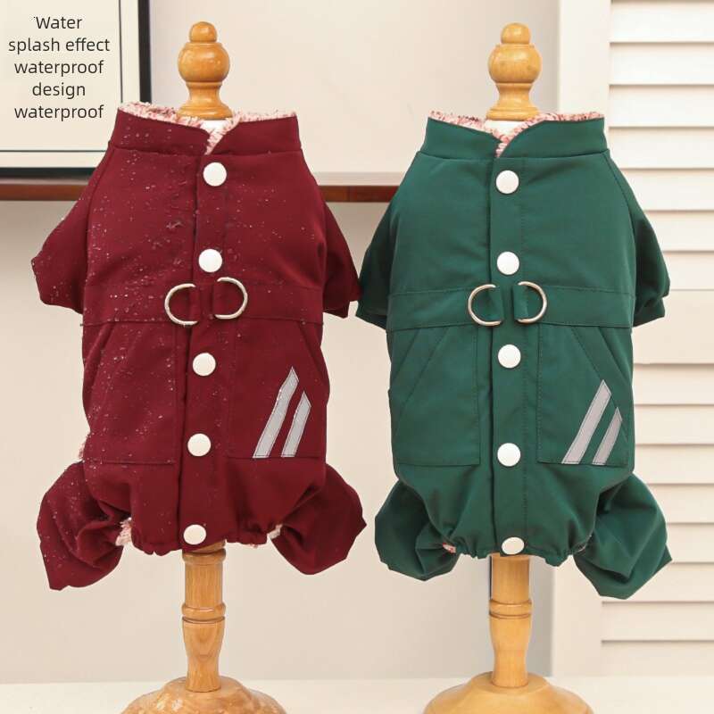 Famous brand Autumn Winter Thickened Fleece Warm Outdoor Four Legged Cotton Jacket Waterproof Pet Dog Cat Clothing Accessories pupakaIK