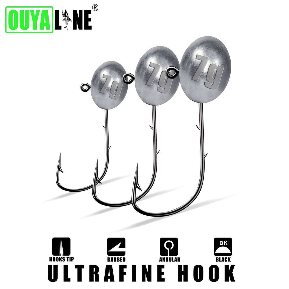 Jig Head Hook 1X Rockfish Ajing Fishing Hooks For Soft Worm Lure Bass Fish Pesca Goods 0.8-7g 5pcs/Bag Pike Trout Accessories Z260228