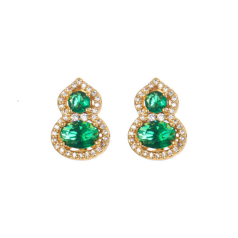 French-style Vintage Zircon-inlaid Gourd Earrings Light Luxury Exquisite And Fashionable Versatile Earrings