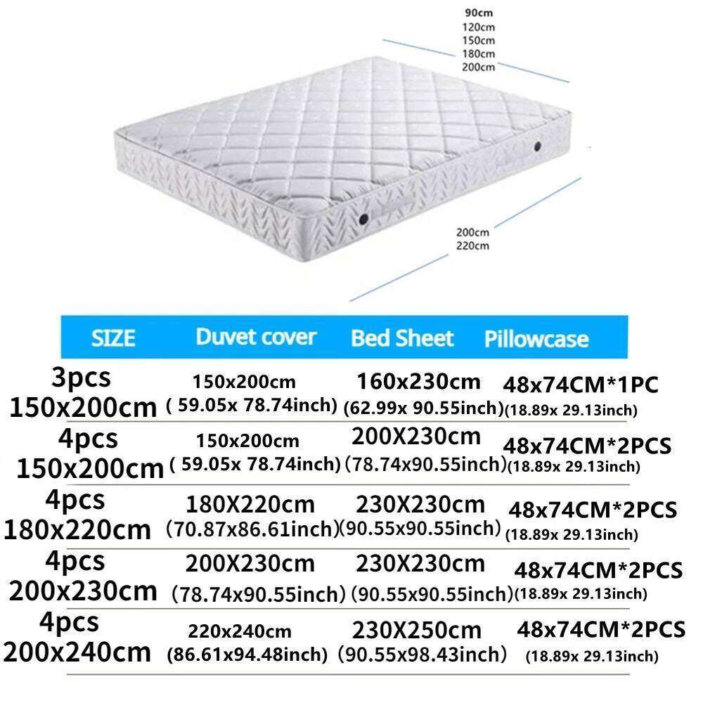 4pcs Thickened Washed Cotton Bedding Set, Four Piece Sheet Comfort Floral Pattern Style Couple Bed Comforter Set W260302