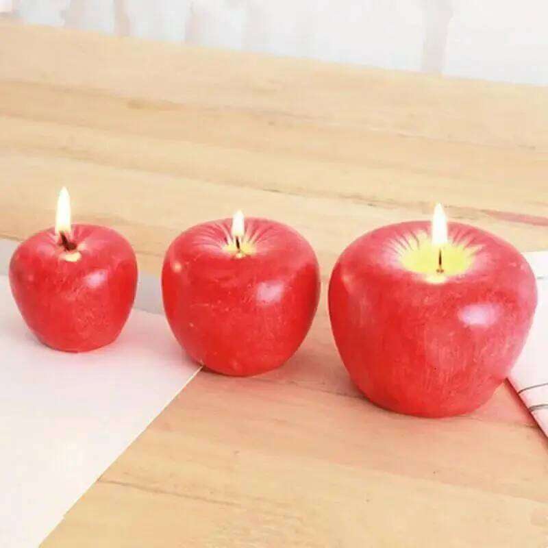 1pc Simulation Red Apple Candle Christmas Decoration Supplies for Family Celebration Home Desktop Ornament W260303