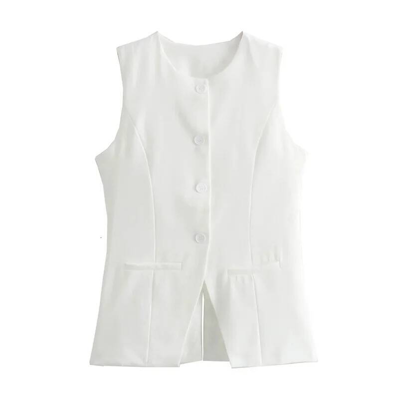 2025 White Sleeveless Button Summer Vests for Jacket Pink Top Women Streetwear Women's Tailored Vest dongdumaoyi