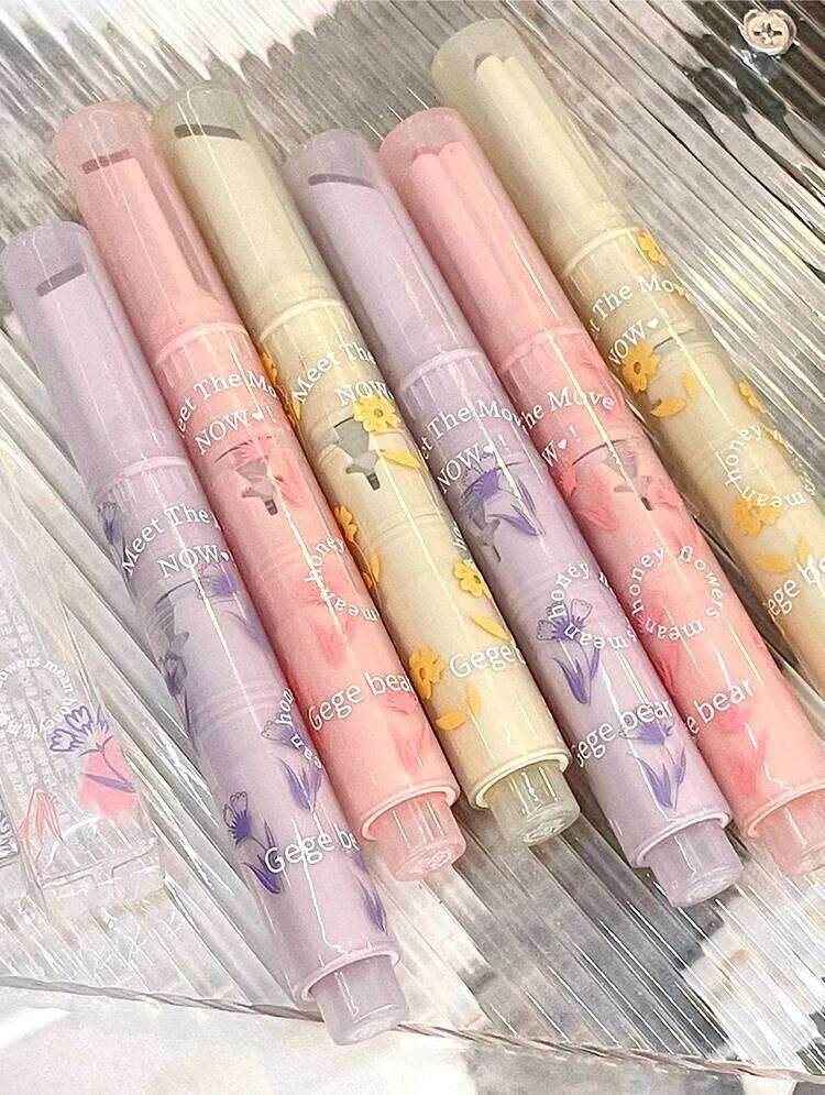 Gege Bear Floral Whisper Moisturizing Mirror Shine Lipstick Glossy Jelly Finish, Heart-Shaped Bullet, Hydrating Lip Balm H260302