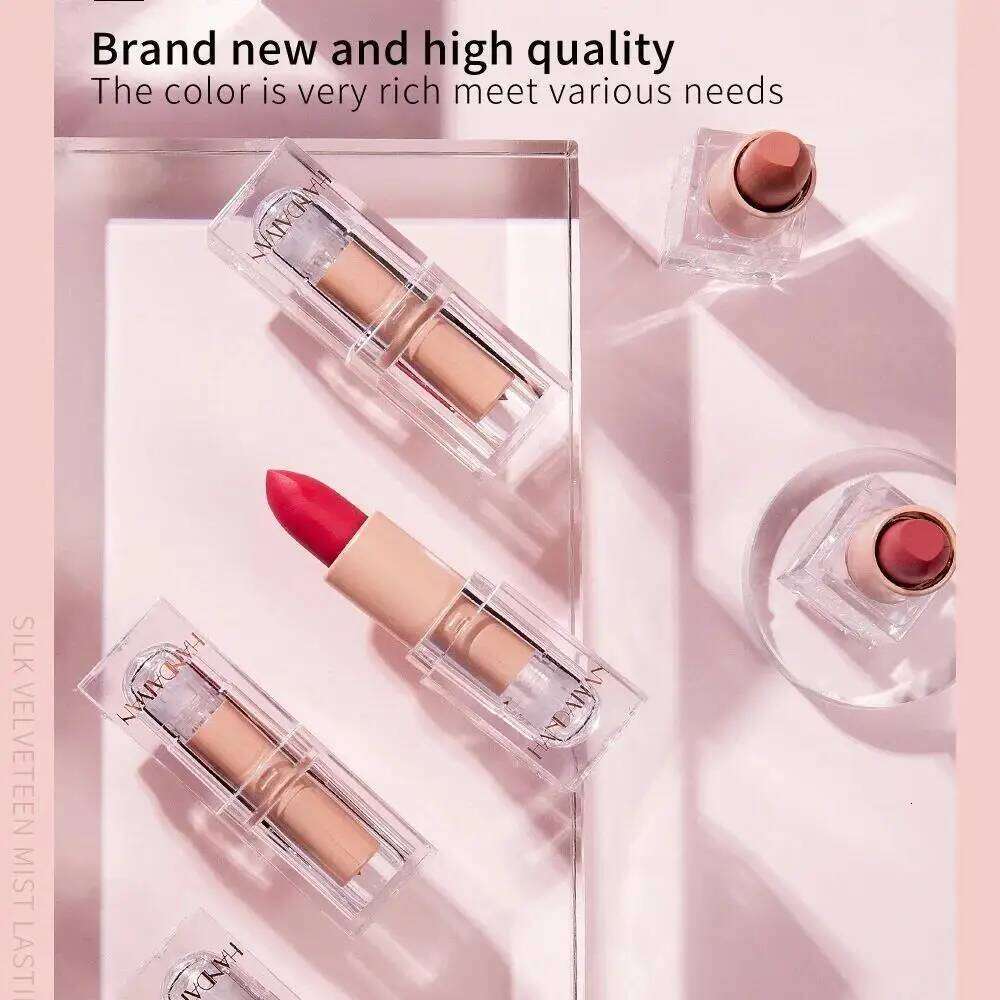 HANDAIYAN Matte Nude Lipstick Velvet Finish Long Lasting Waterproof Korean Beauty Cosmetic Makeup Gift for Women H260302