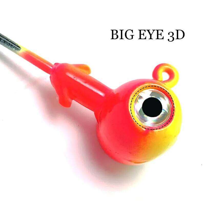 JYJ 3.5g/5g/7g/10g/14g colorful hammer shape jig head ,fishing hook jigging with big 3D eyes for soft lure bait Z260228