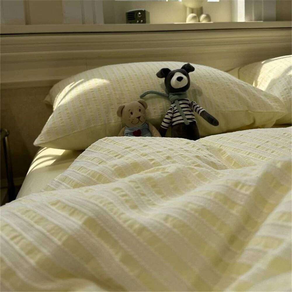 Ins Nordic Duvet Cover Quilt Minimalist Style Grey Strip Of Four Pieces, Home Luxury Bedding Set Bed Sheets W260302