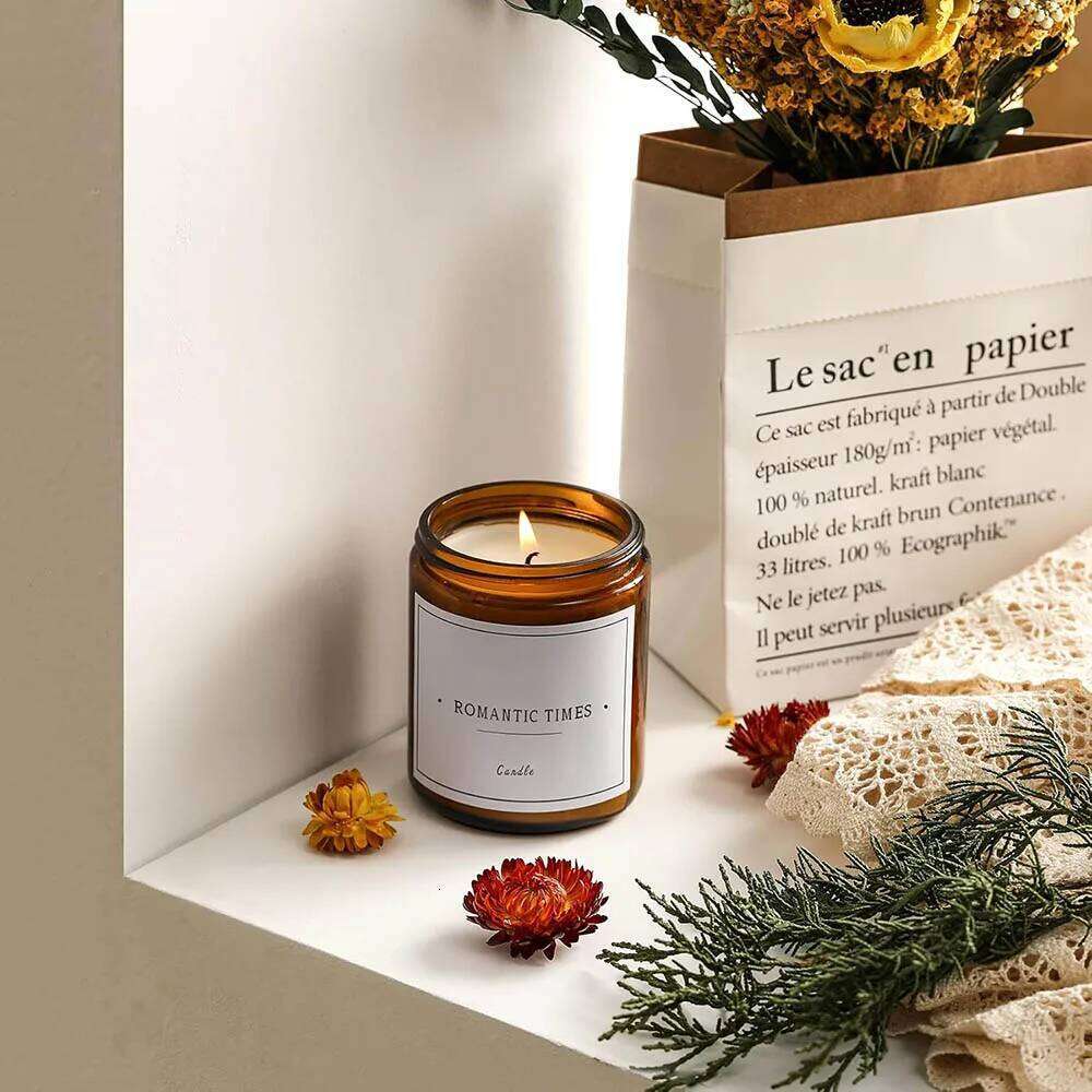 8oz Amber Glass Jars with Black Lids - For Candle Making, Food Storage, Canning, Spices, Liquids W260303