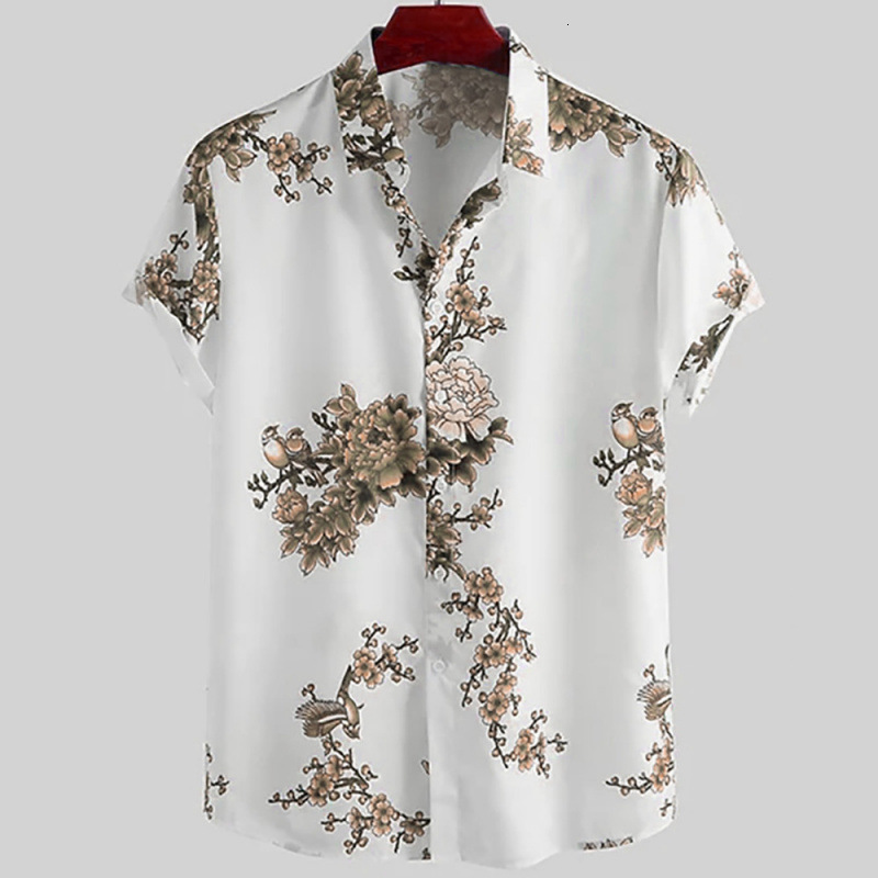 2026 Luxury Brand Designer Clothing 2025 Men's Summer New Arrival: National Style Series Floral 3D Print Men's Short Sleeve Shirt