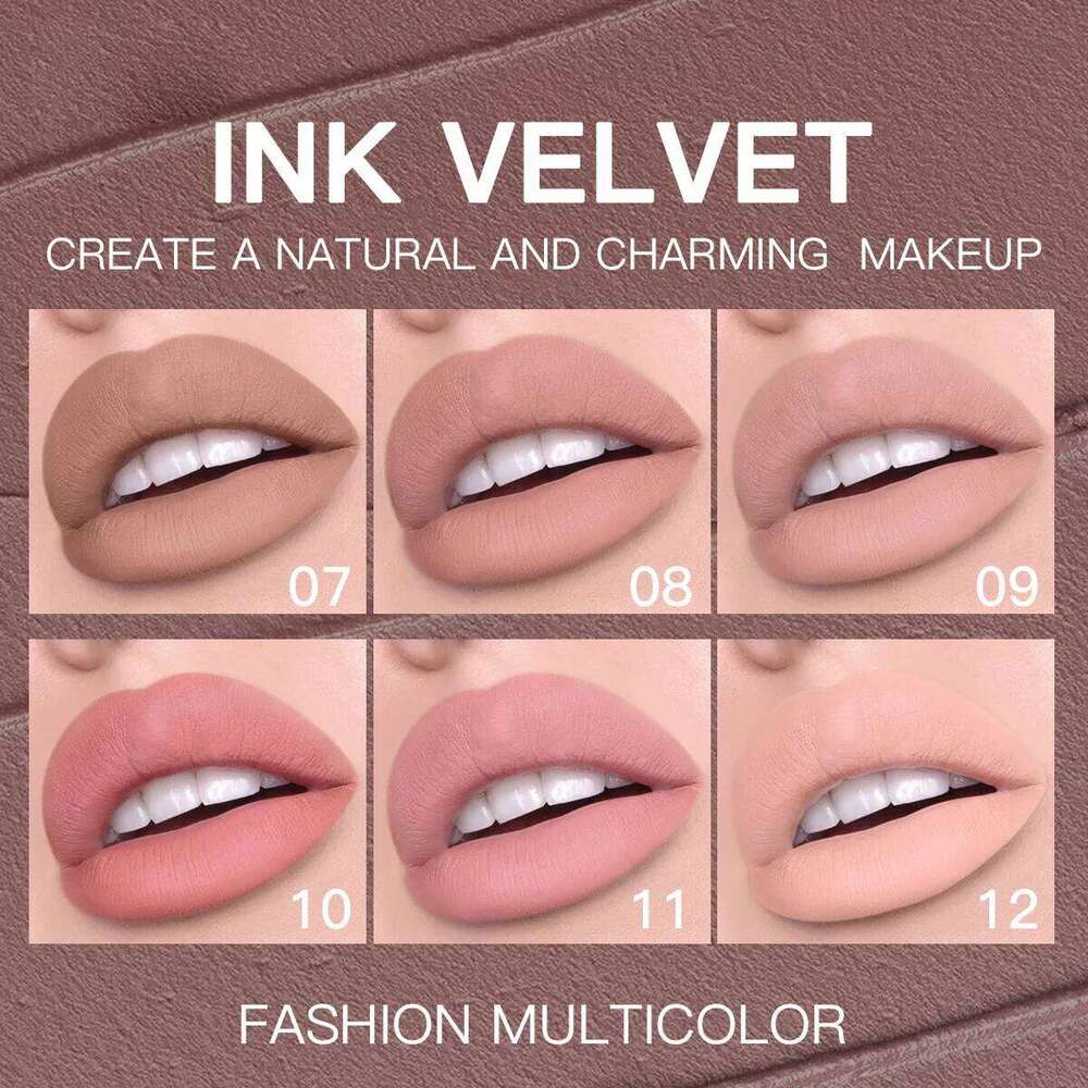 12-color velvet matte, light nude liquid lipstick, long-lasting moisturizing low saturation lip gloss create a natural H260302