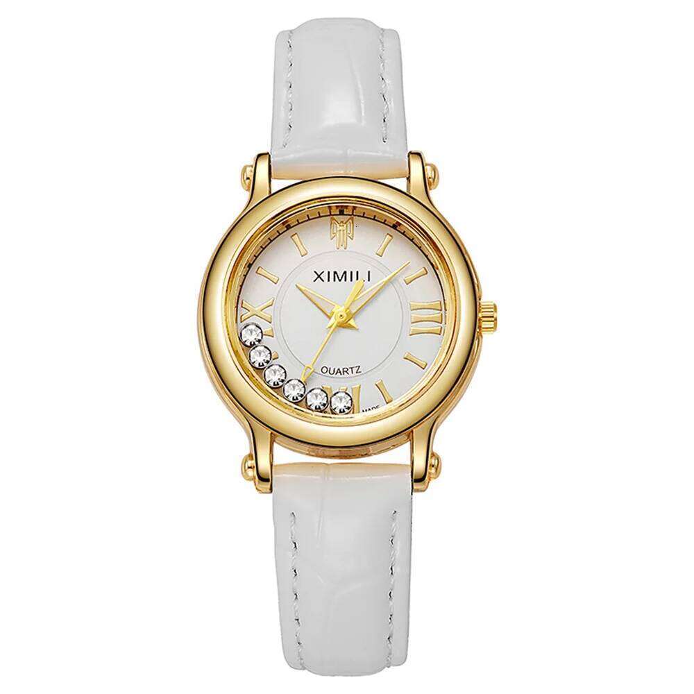 Fashion 2025 New Small Ladies Simple Roller Ball Quartz Watch Business White Leather Women's Dress Gift Clock Wristwatch XJ260303